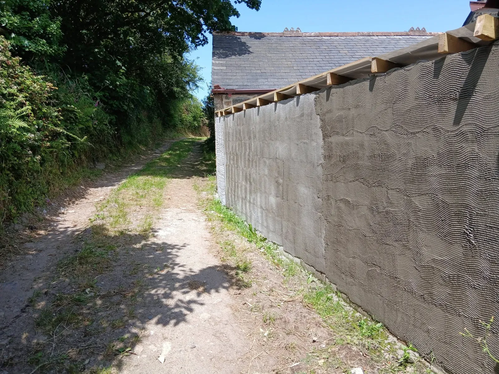 Long boundary wall rendered